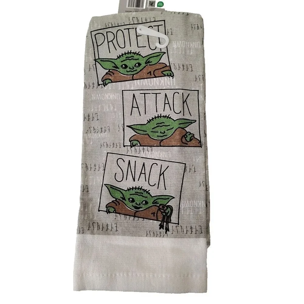 Disney Mandalorian Grogu Baby Yoda Oven Mitt Kitchen Towel Gray Green 2 Pieces